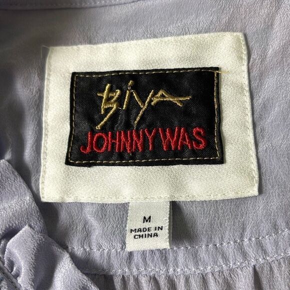 Biya Johnny Was embroidered blouse top silk boho Sz M Periwinkle - Picture 10 of 13